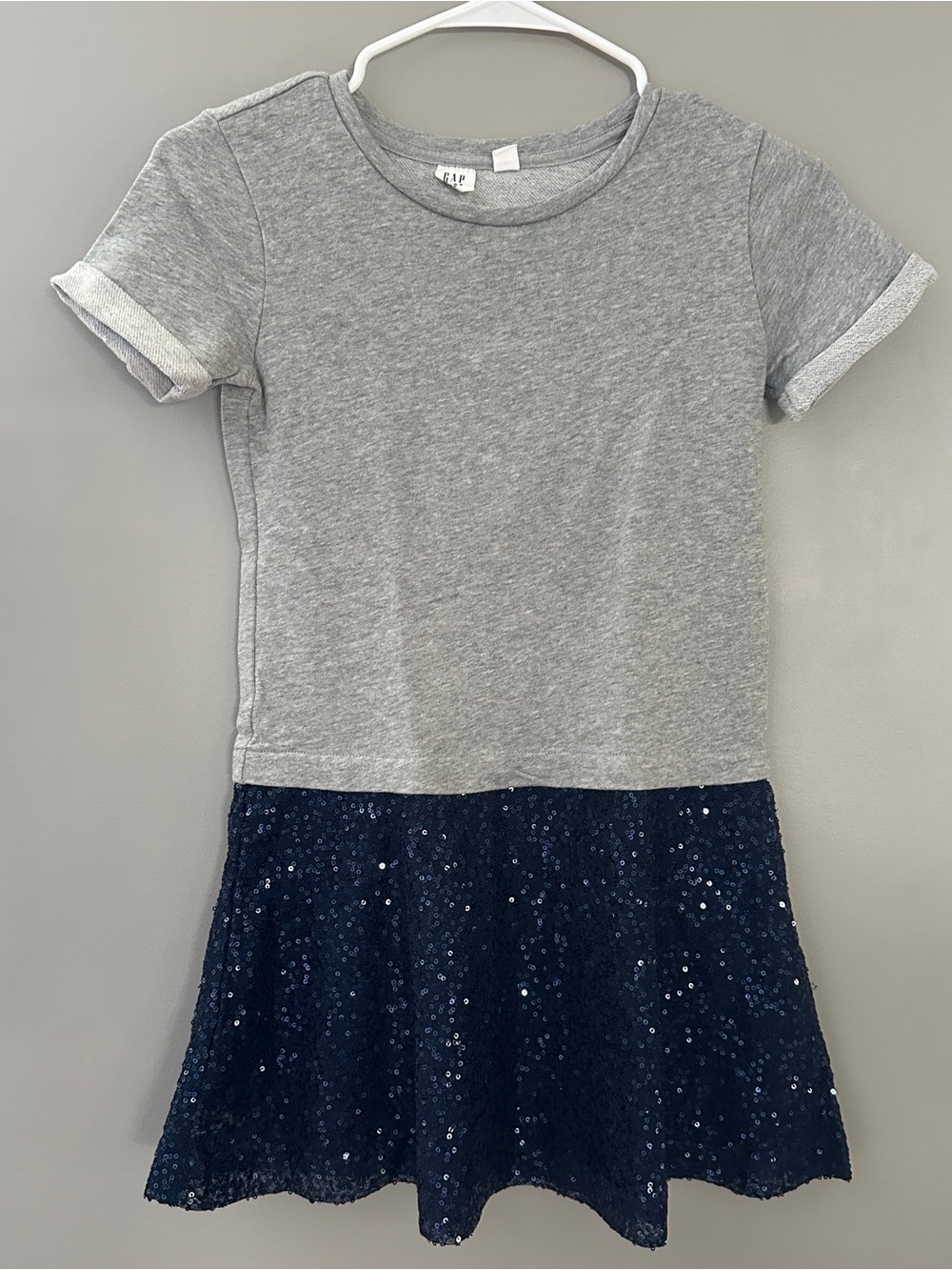 GAP Girls Gray Top with Navy Sequin Skirt Dress
